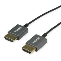 ROLINE 4K HDMI Ultra HD Kabel mit Ethernet, ST/ST, ultra-slim, koaxial, schwarz, 2 m