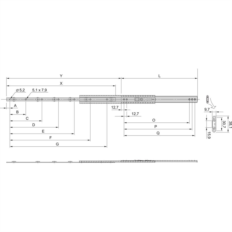 SCHROFF Universal 1 HE Teleskopschiene - TELESK.SCH.UNIV.1HE 559T (2X)