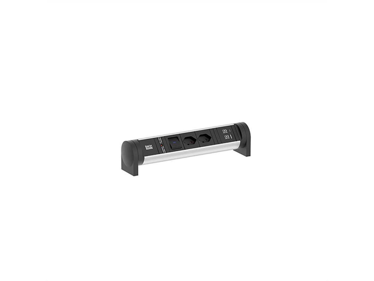 BACHMANN CYCLE Desk 2xCH 1xSchalter 1xUSB A/C 22W 0,2m GST18