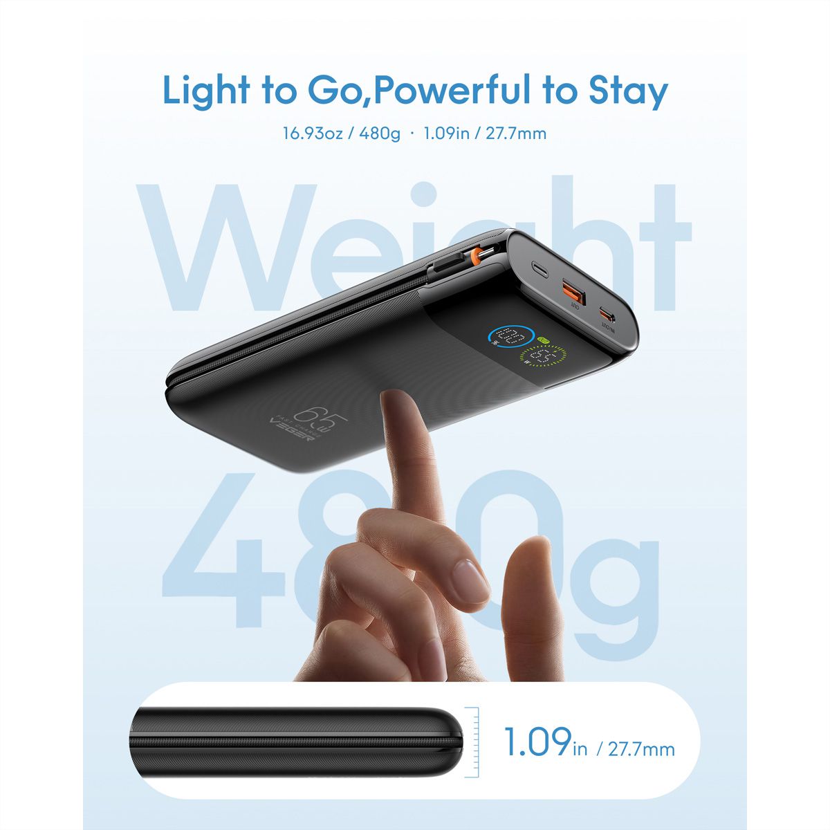 VEGER Powerbank W3019S 27000mah Black