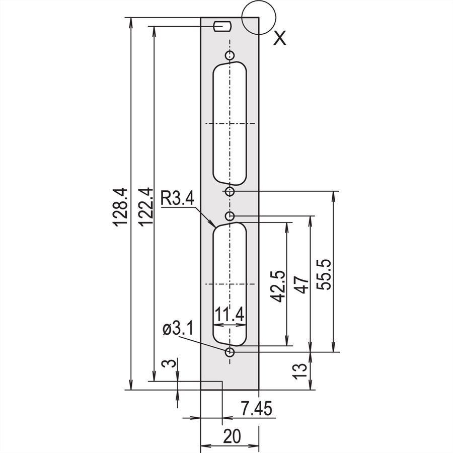 SCHROFF Frontplatten für D-Sub Steckverbinder - TEILFRONTPL.3HE 4TE 2X25 DC