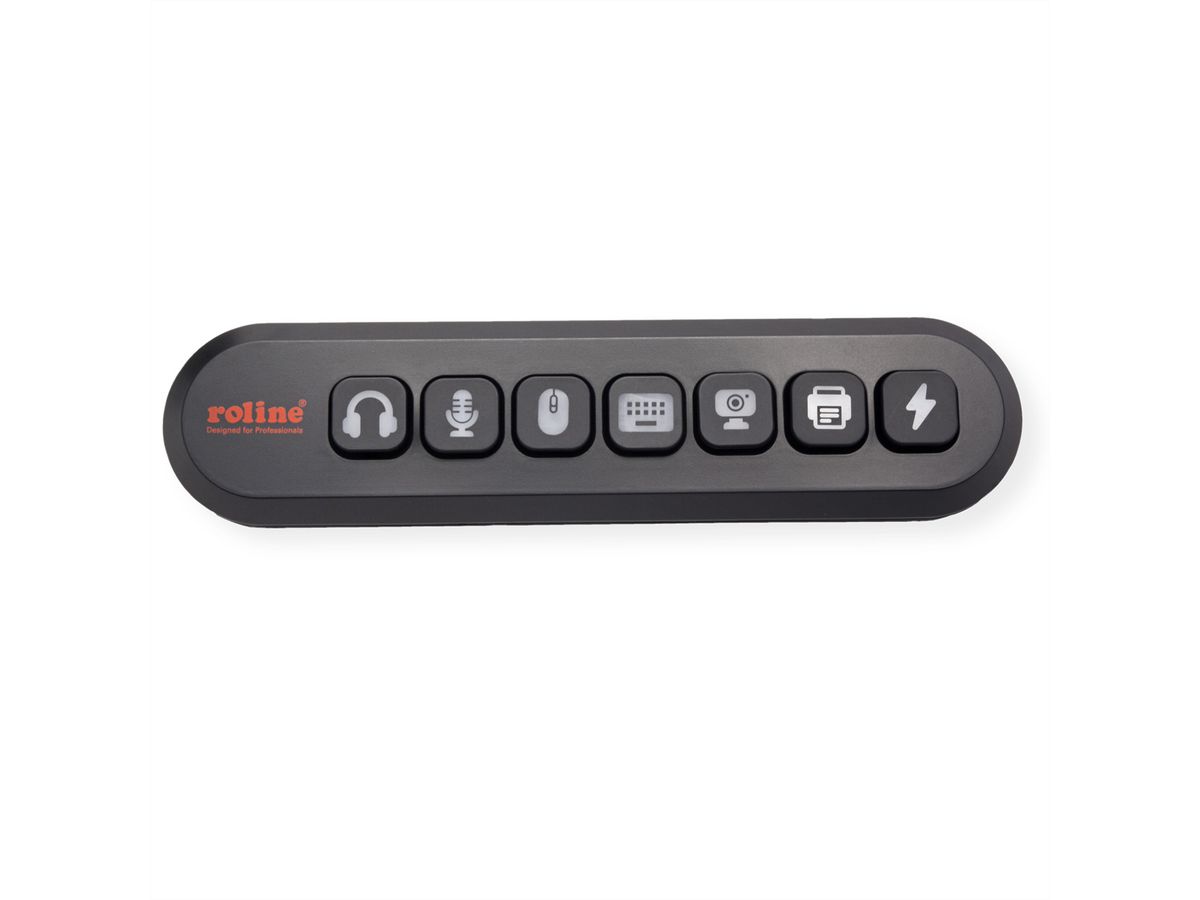 ROLINE USB 3.2 Gen 1 Hub, 7fach, austauschbare Tasten, Typ-A-Anschlusskabel
