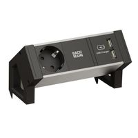 BACHMANN DESK2 ALU BLACK 1x Schutzkontakt 1x USB-Charger GST18
