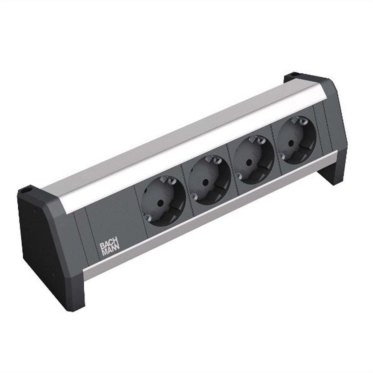 BACHMANN DESK 4x Schutzkontakt mit fest verbundenem Anschlusskabel, schwarz, 3 m
