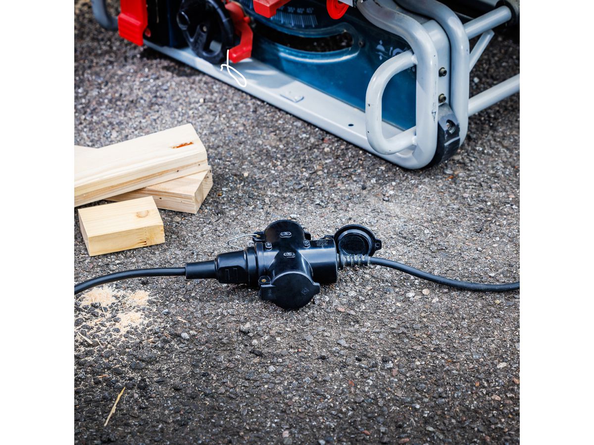 BACHMANN Vollgummi-Schutzkontakt, 3x Kupplung schwarz montierbar