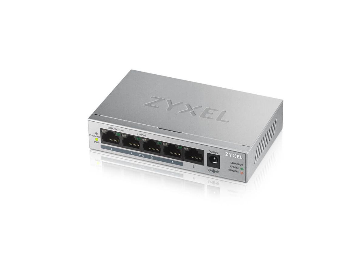 Zyxel GS1005HP Unmanaged Gigabit Ethernet (10/100/1000) Silber Power over Ethernet (PoE)