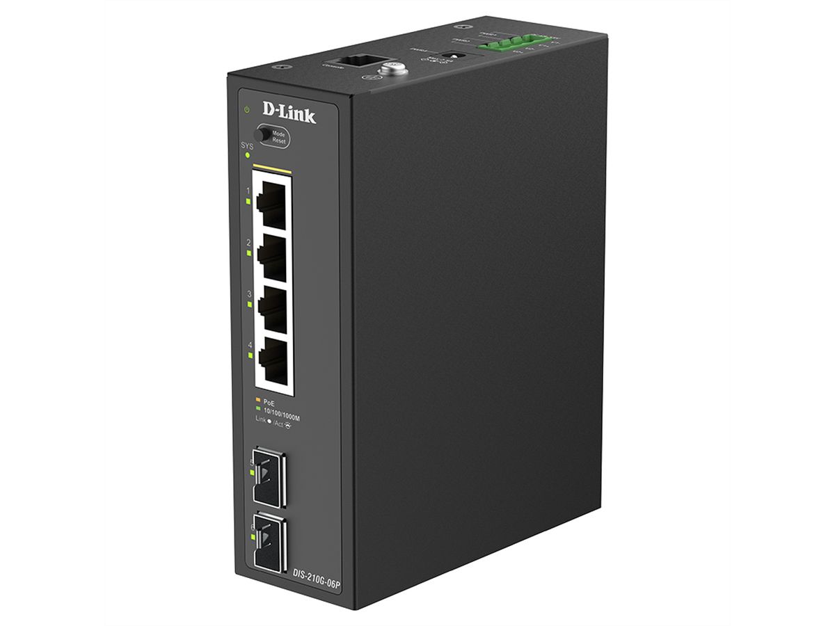 D-Link DIS-210G-06P 6-Port Switch, Smart Managed Gigabit PoE Industrial
