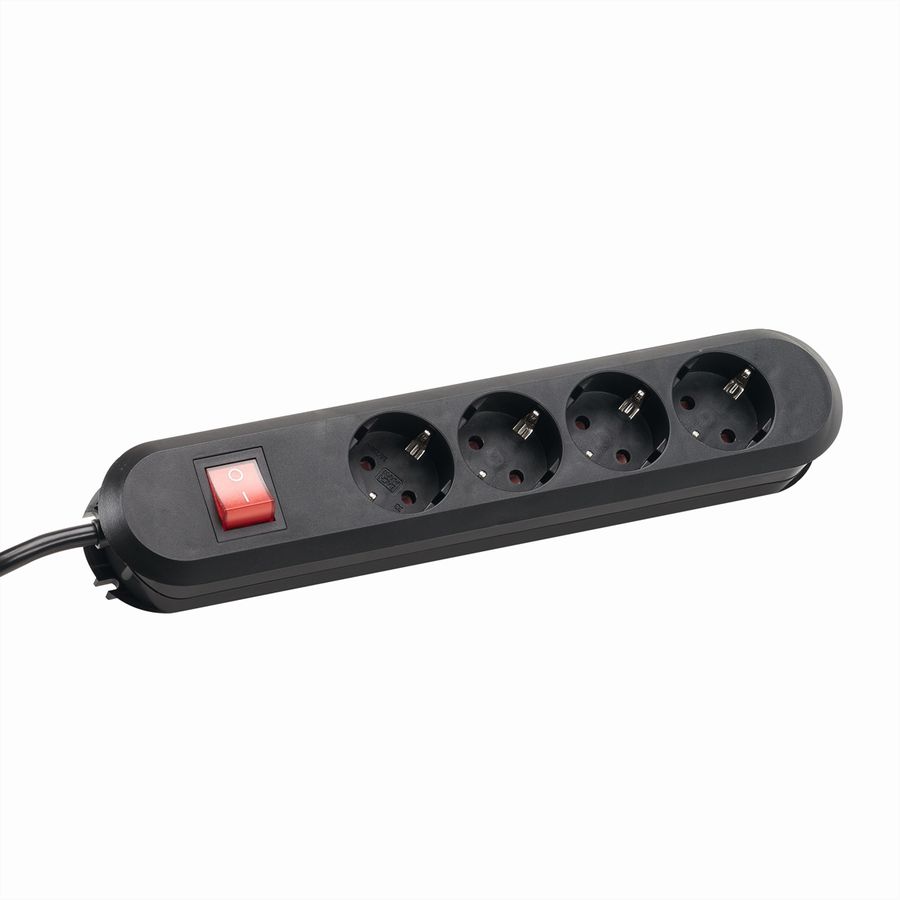BACHMANN SMART Steckdosenleiste 4x Schutzkontakt, Schalter, schwarz, 1,5 m