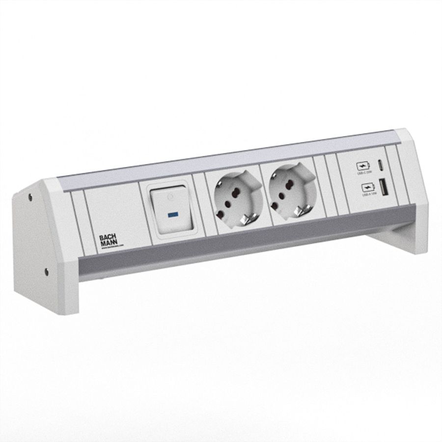 BACHMANN DESK 2xP40 1xUSB A/C 22W 1xSchalter GST18 RAL9010