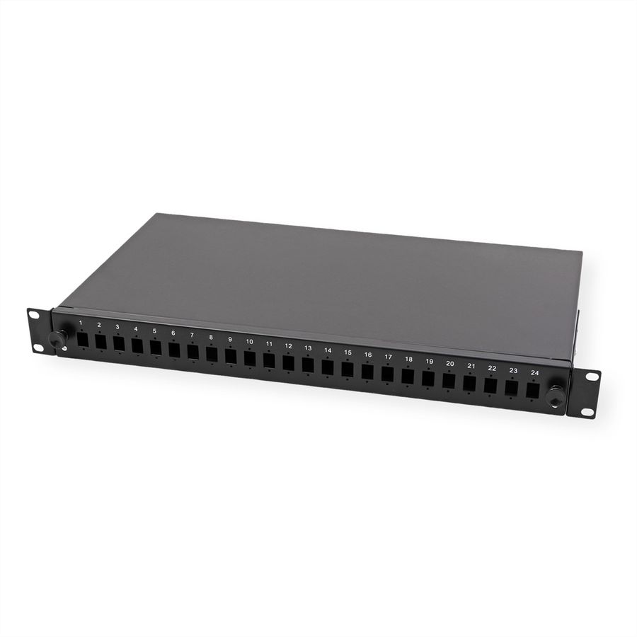 VALUE 19-Zoll-Spleißbox leer 1 HE, ausziehbar, 24x SC SX / LC DX