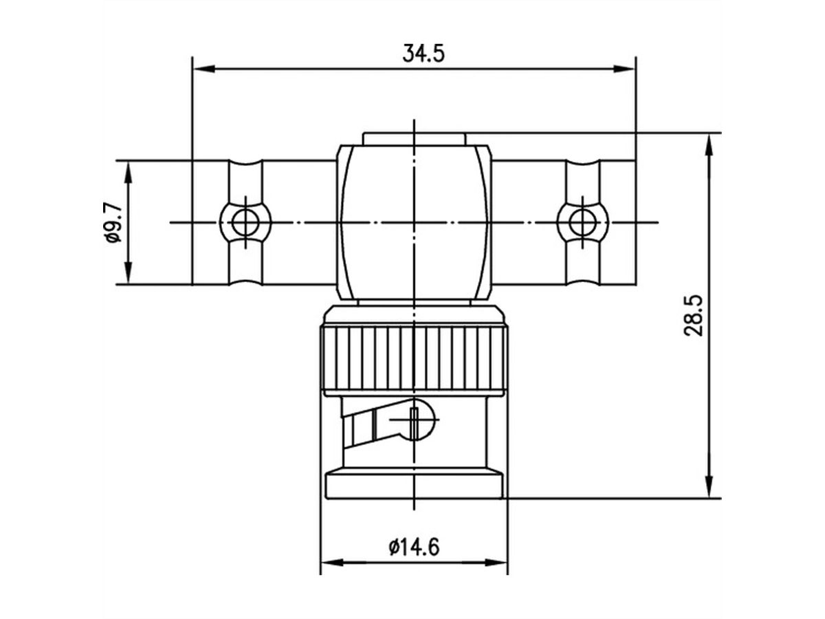 TELEGÄRTNER BNC-T-Stück 50 Ohm, Buchse / Stift / Buchse