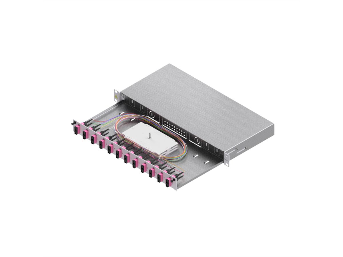 EasyLan LWL-Spleißbox Grade C 19-Zoll 1HE, 12 Ports, 12x SC-Duplex, OM4