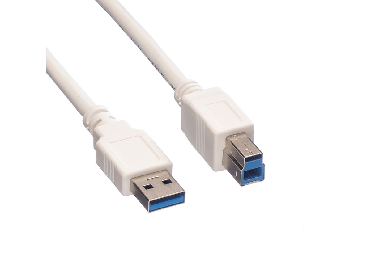 VALUE USB 3.2 Gen 1 Kabel, Typ A-B, weiß, 3 m