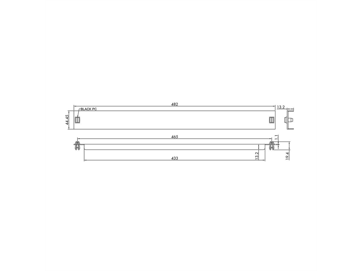 VALUE 19"-Blindplatte Snap-in, 1 HE, schwarz