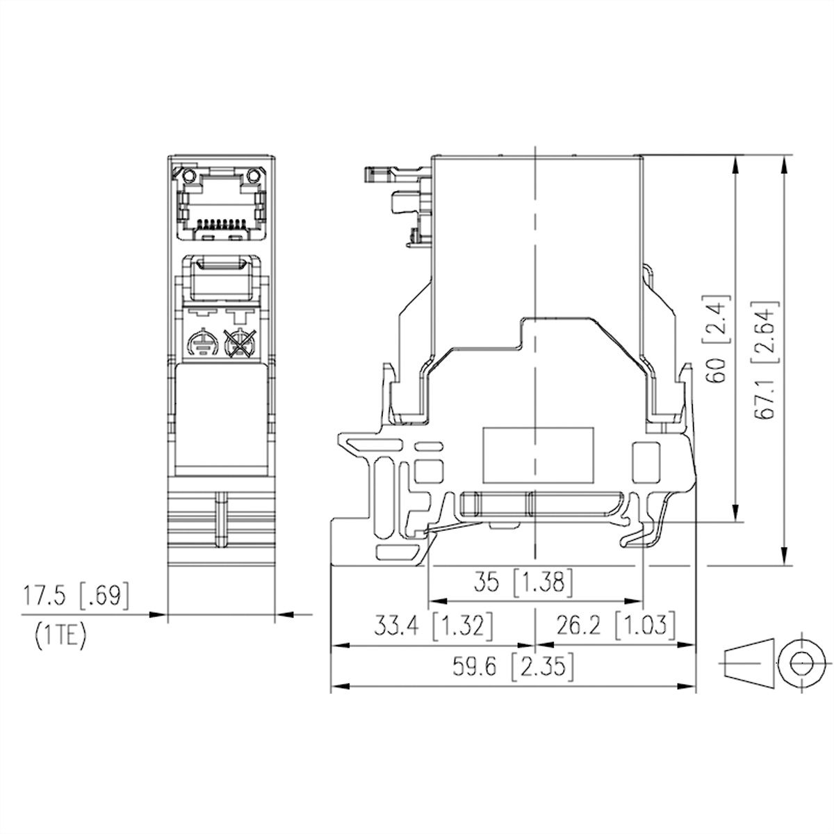 METZ CONNECT E-DAT Industry TS35, field jack insert PROFINET
