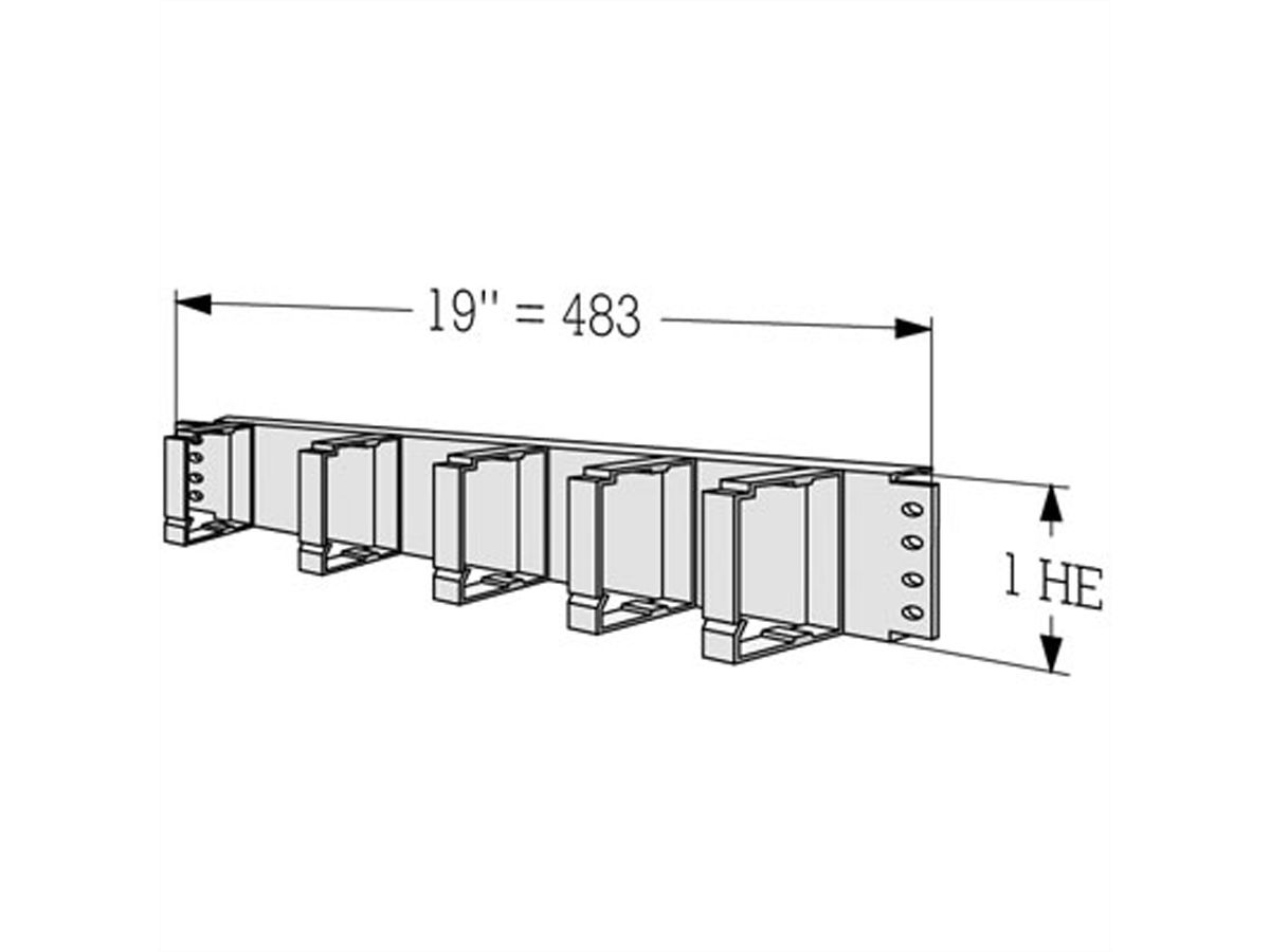 19"-Kabelführung 1 HE mit 5 Kabelösen Kunststoff, grau