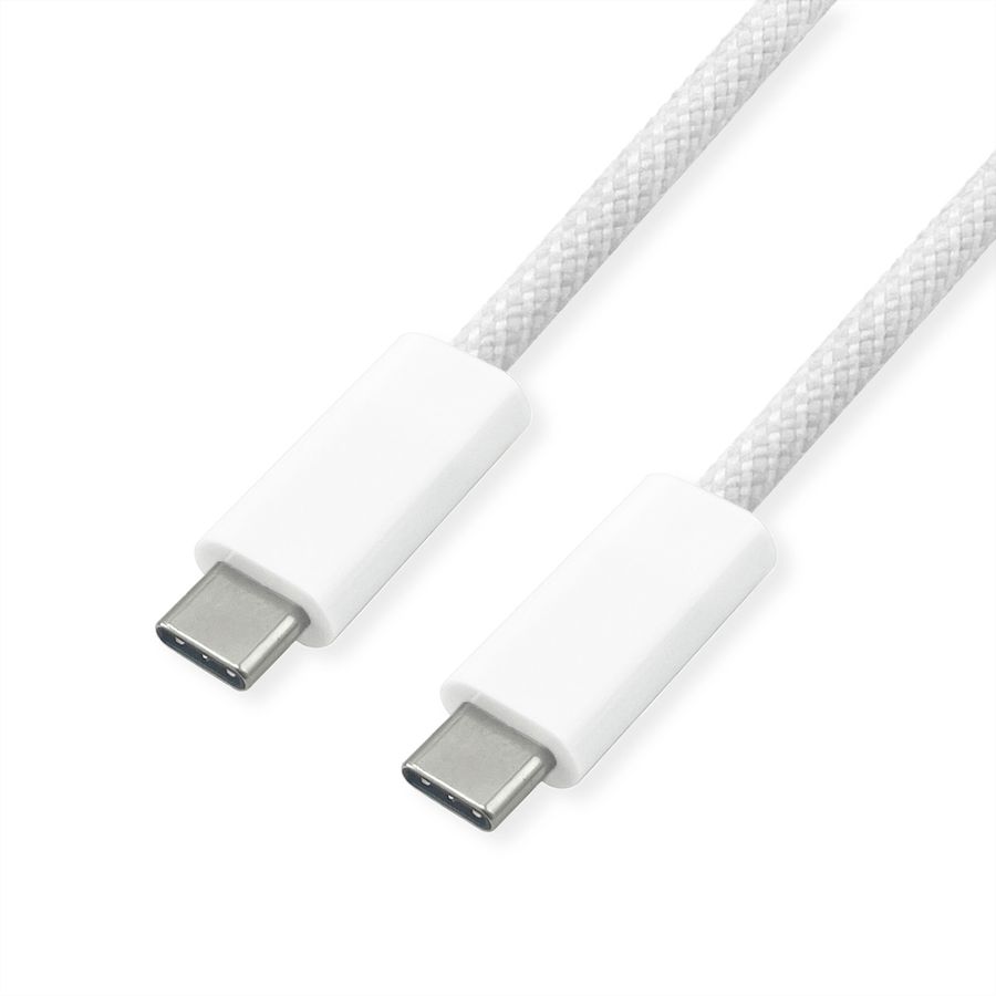 ROLINE USB4 Gen3x2 Kabel, C–C, ST/ST, 8K UHD-2, 40Gbit/s, 240W, weiß, 2 m