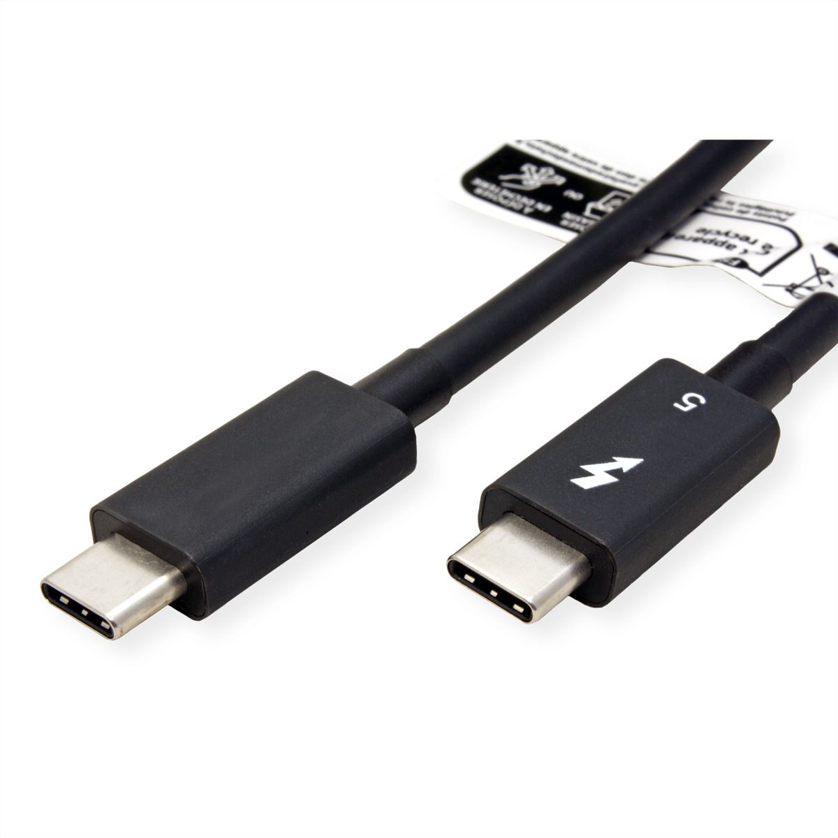 ROLINE Thunderbolt™ 5 Kabel, USB C-C, ST/ST, 8K UHD-2, 80Gbit/s, 240W, passiv, schwarz, 0,8 m