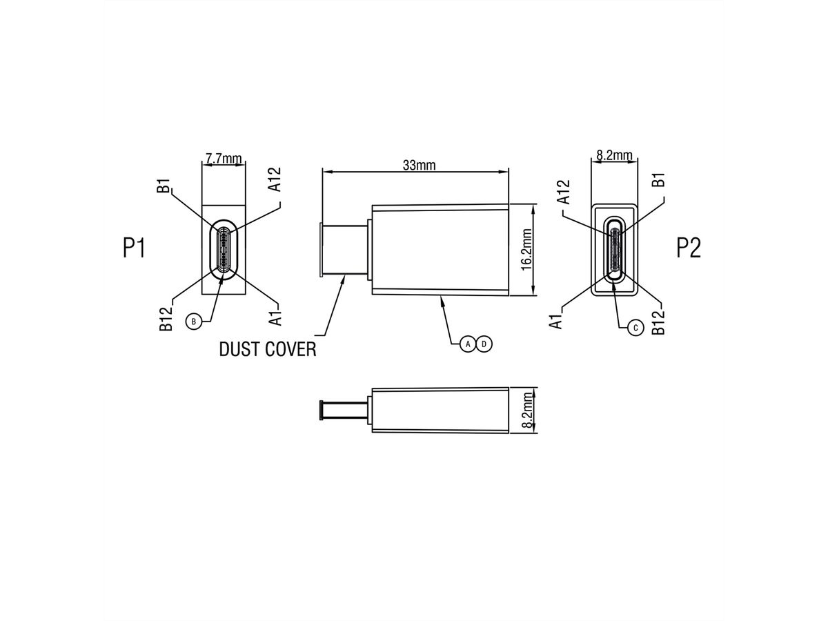 ROLINE USB Typ-C Datenblockier-Adapter