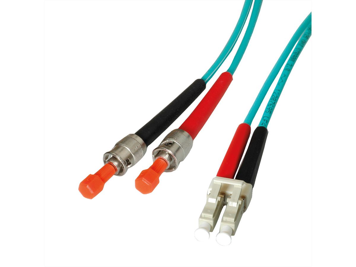 LEONI LWL-Kabel duplex 50/125µm OM3, Suhner LC/ST, 15 m