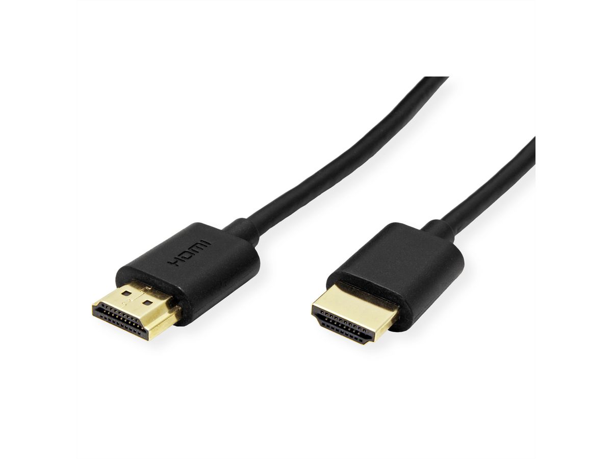 ROLINE HDMI High Speed Kabel mit Ethernet, Slim, ST-ST, schwarz, 1,5 m