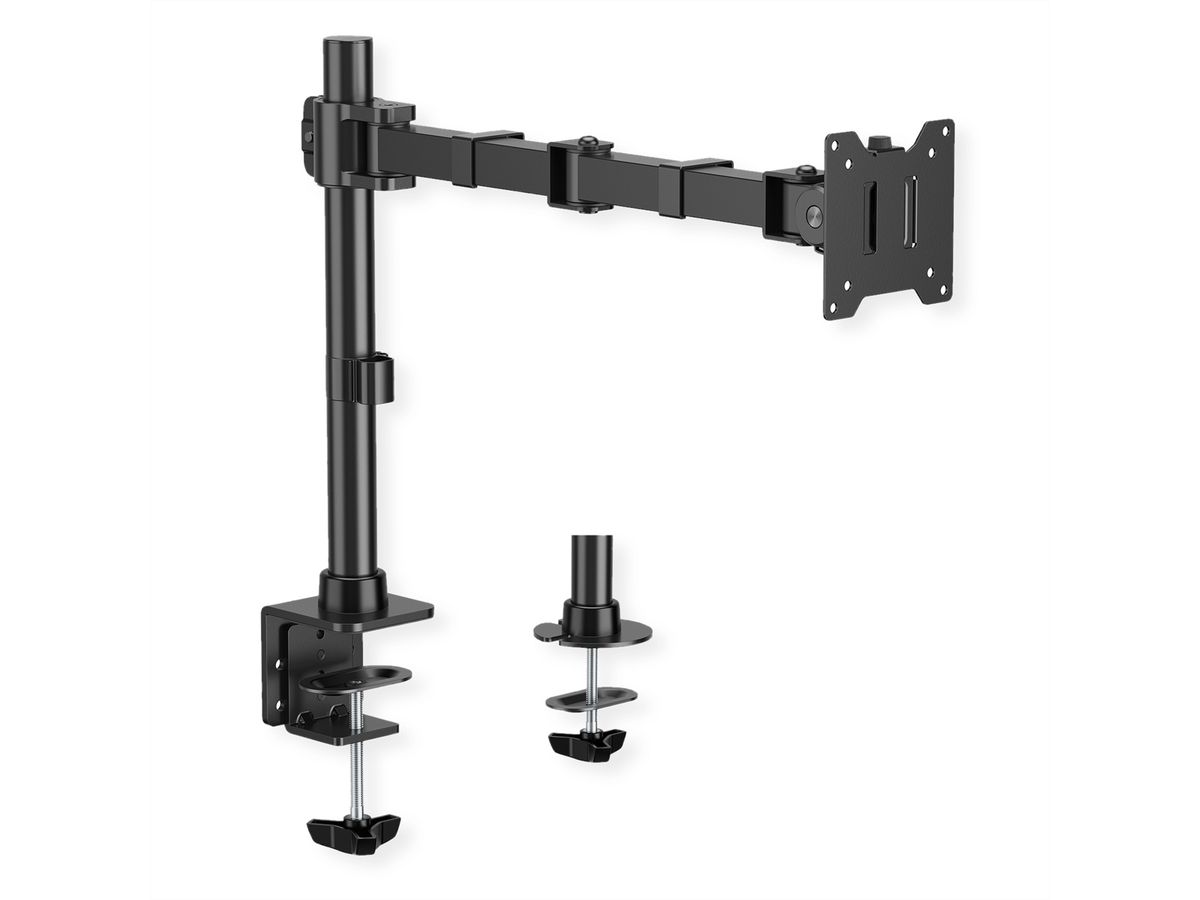 VALUE Schwerlast-LCD-Arm, Trägerstange, 4 Gelenke, Tischmontage, bis 20kg
