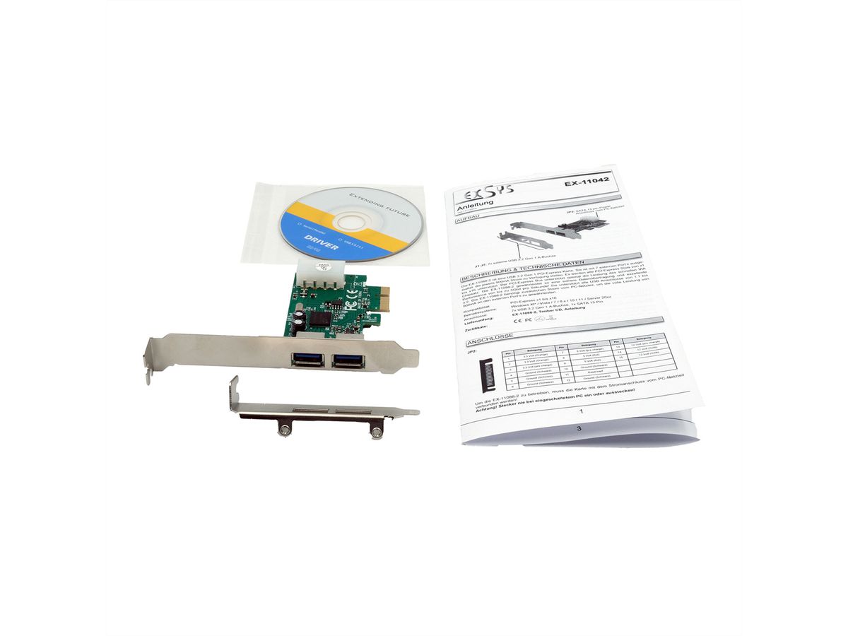 EXSYS EX-11042 2-Port USB 3.2 Gen 1 PCIe Karte