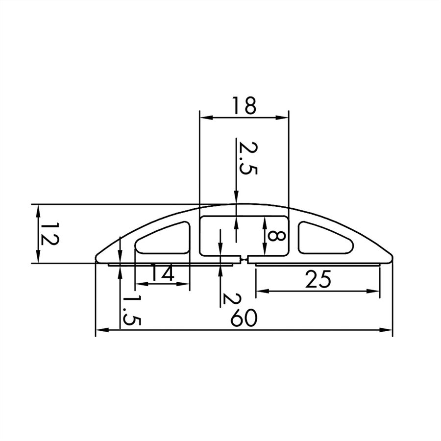 ROLINE Kabelkanal TPE Flex, 60 mm, schwarz, 1,8 m