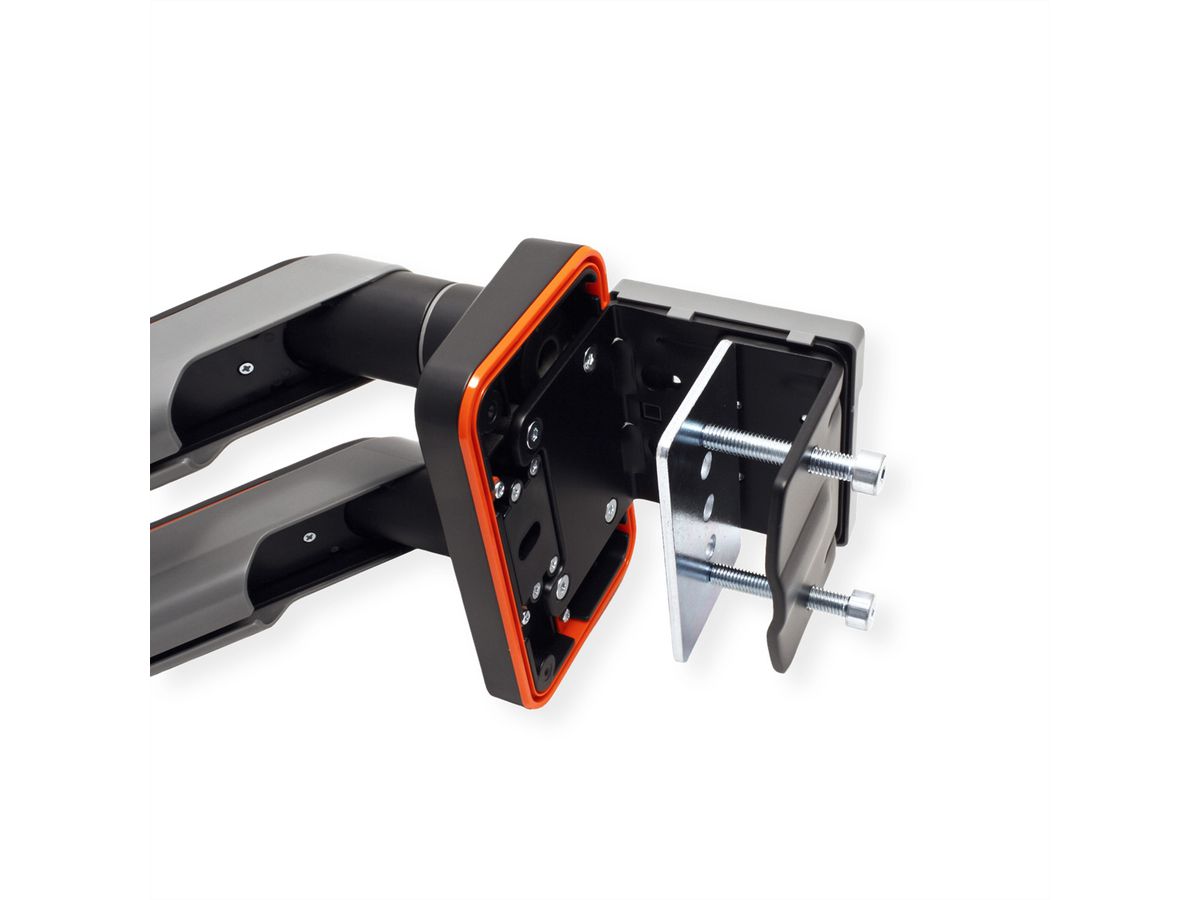 ROLINE LCD-Doppelarm, Tischmontage, Gasfeder, je 5 Gelenke, 17-35 Zoll, bis 2x 20 kg