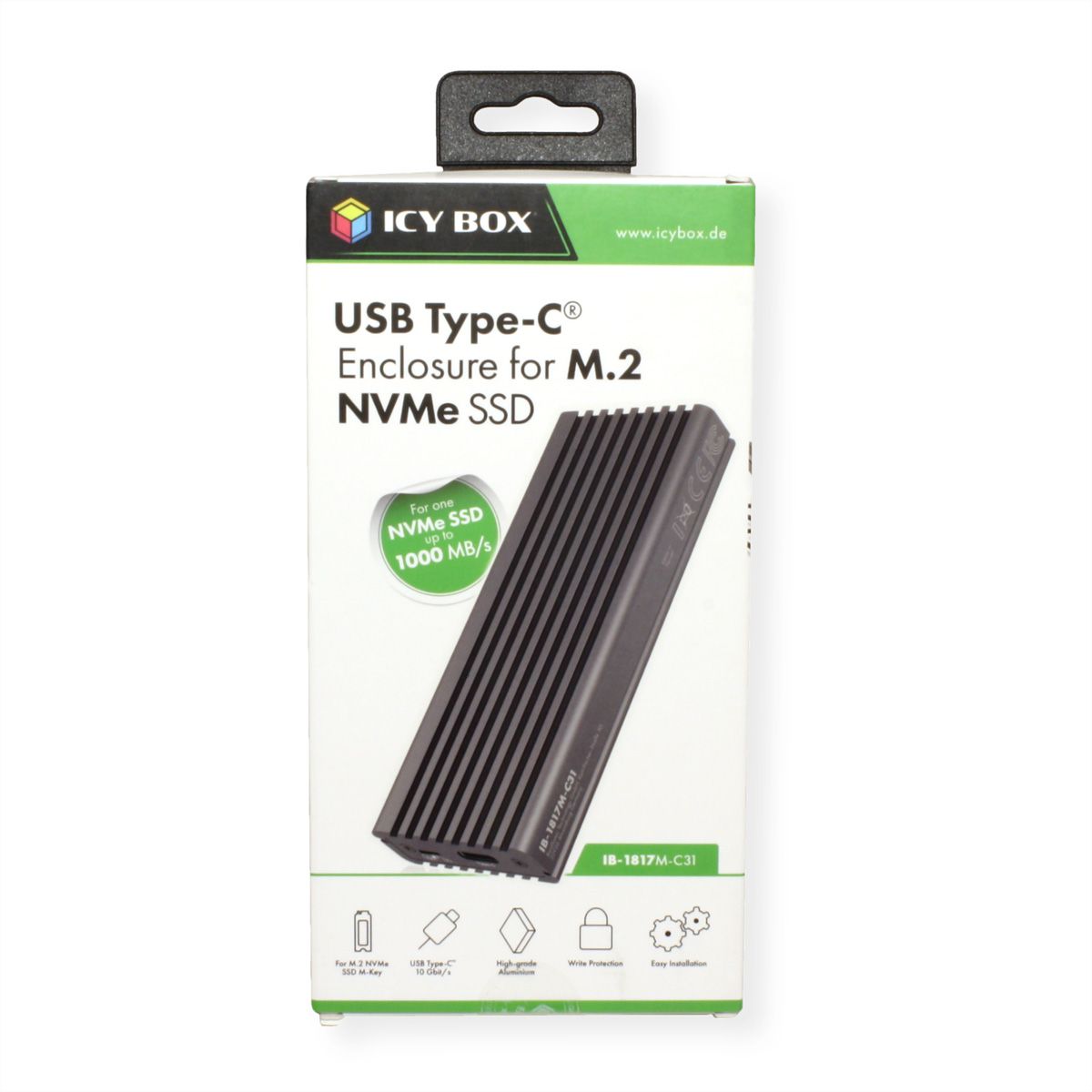 ICY BOX IB-1817M-C31 USB C Gehäuse für M.2 NVMe SSD