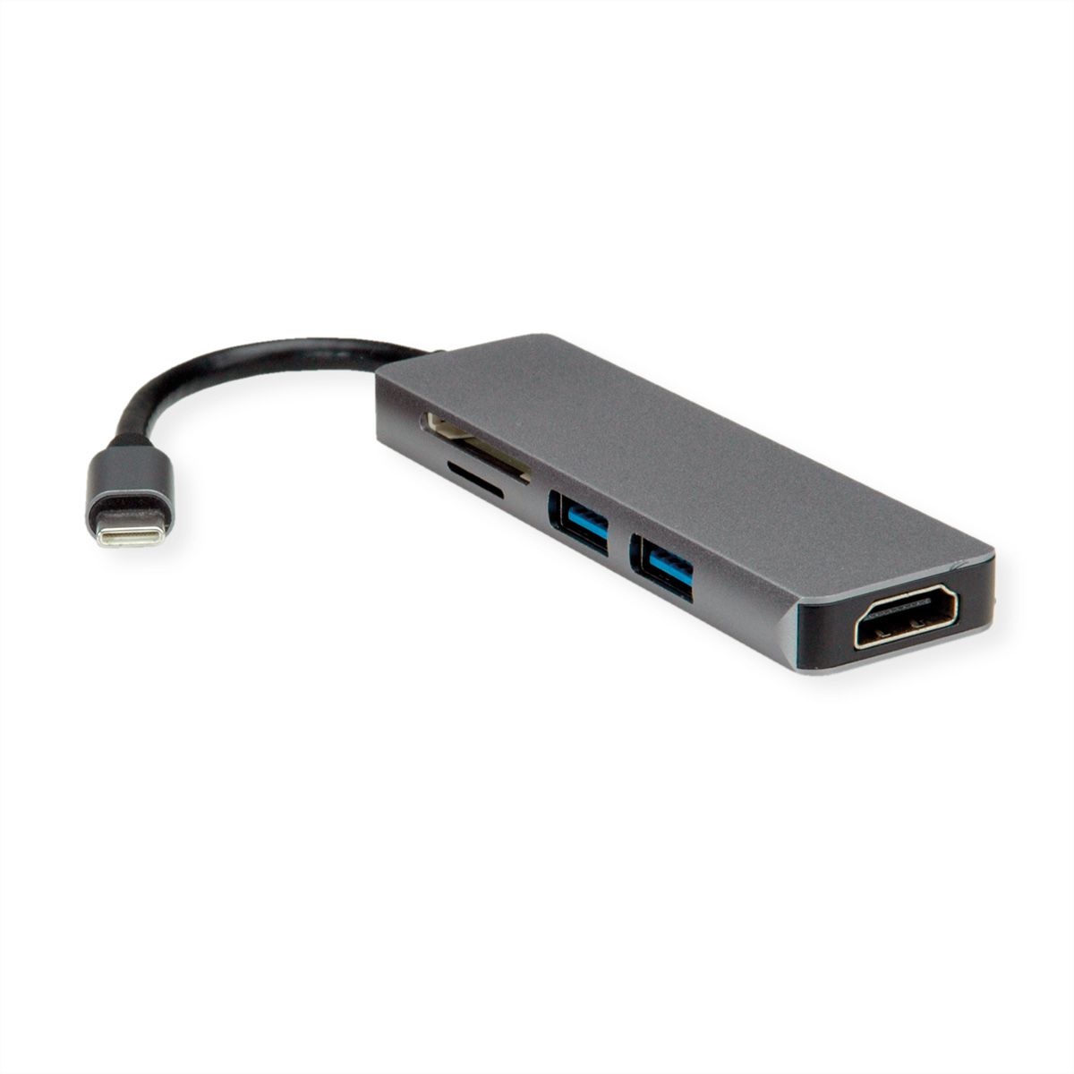 ROLINE Dockingstation USB Typ C, 4K HDMI, 2x USB3.2 Gen1 (Typ A), SD/MicroSD