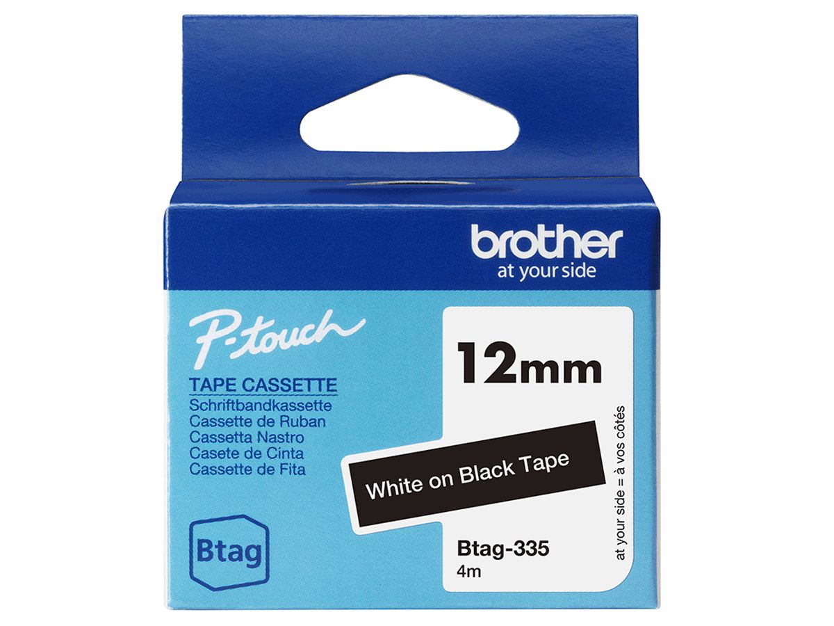 Brother BTAG-335 Etiketten erstellendes Band Weiss auf Schwarz