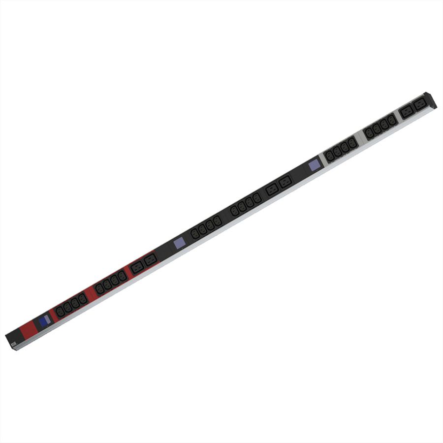 BACHMANN BN0500 19" PDU 1HE 24xC13 6xC19, Leistungsmessung, Anschluss CEE 3x16A, rot