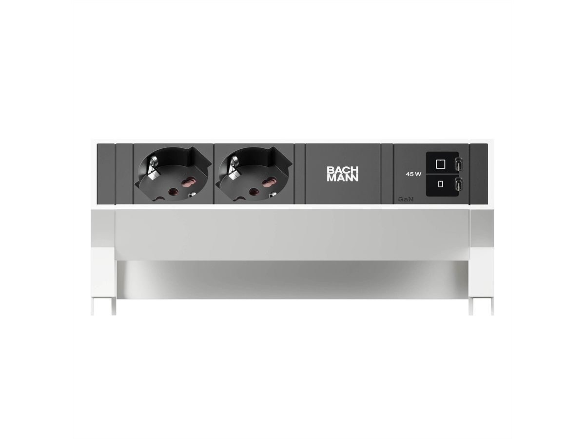 BACHMANN DESK2 2xP40 1xUSB C/C 45W, L=0,2m RAL9010
