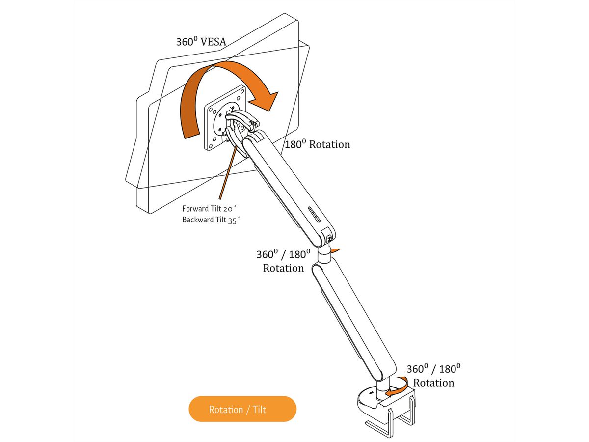 BACHMANN ZG1 Monitorarm DS schwarz, Tischmontage, 17-34 Zoll, bis 11 kg