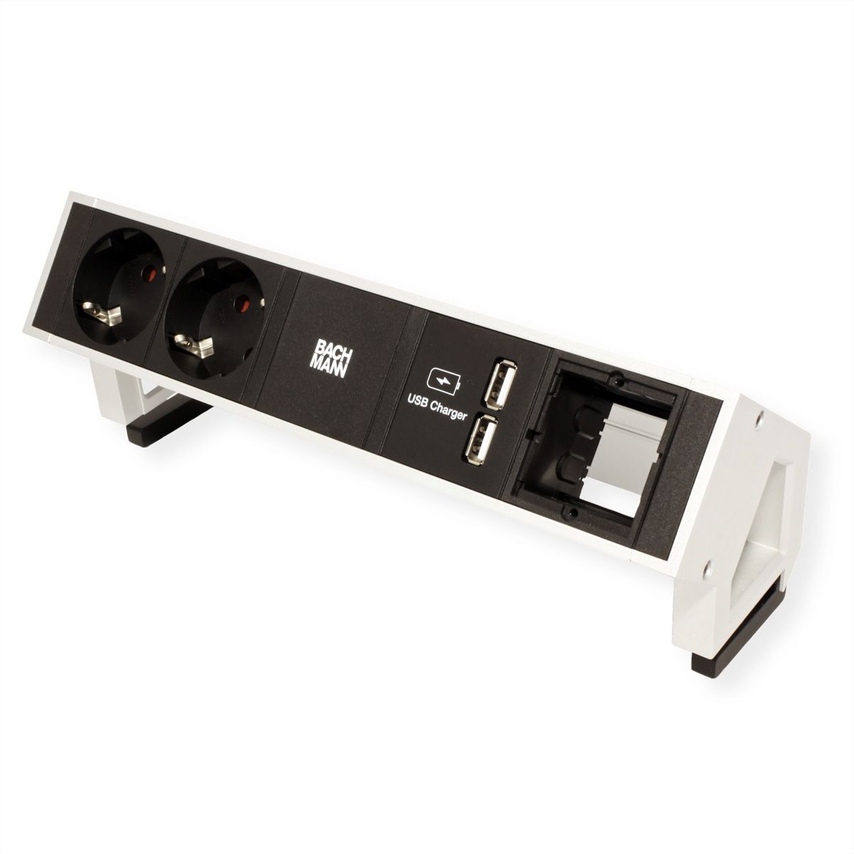 BACHMANN DESK2 2x Schutzkontakt 1x USB-Charger 1x ABD GST18, weiß