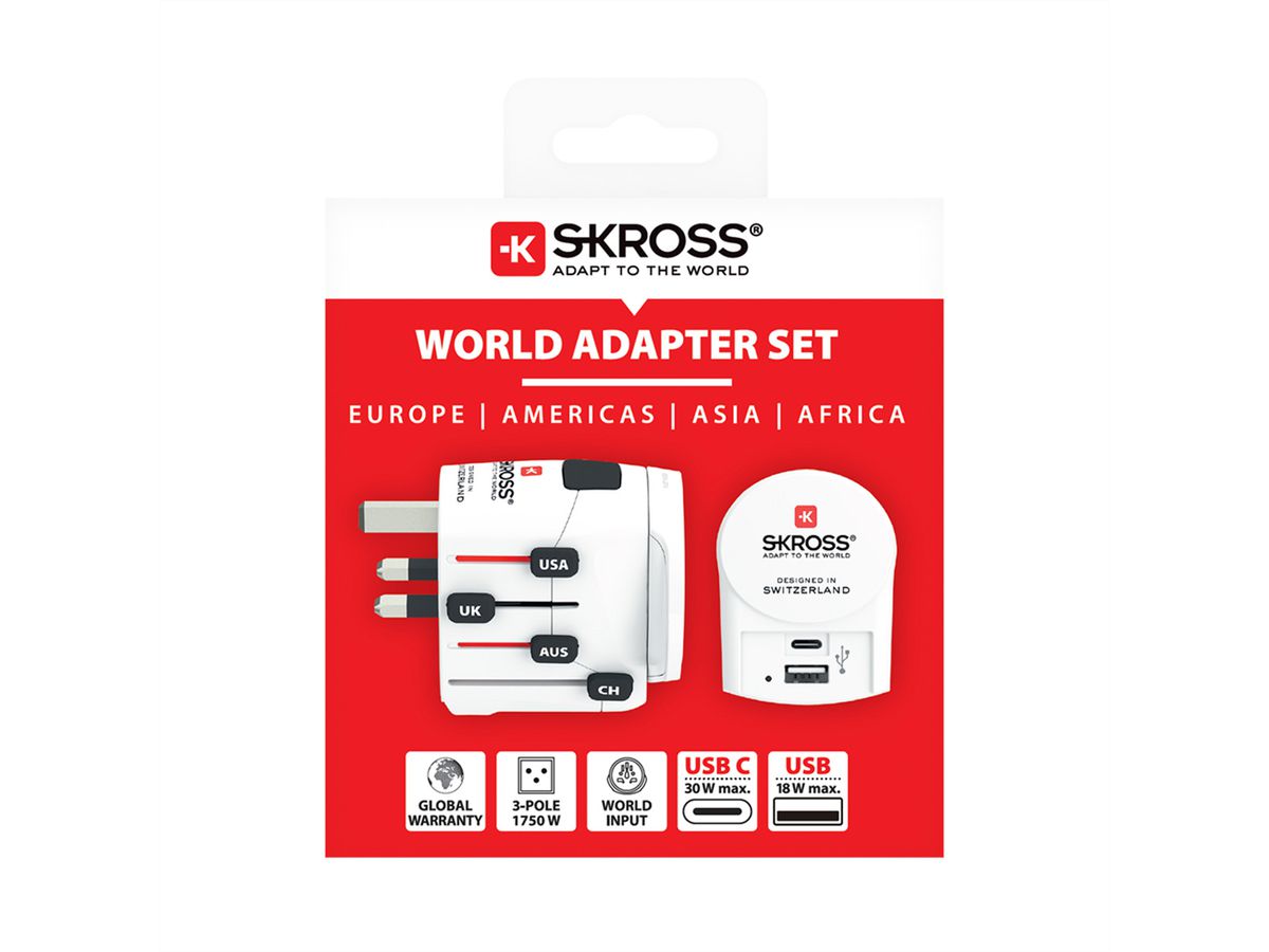 Skross PRO AC30PD White Retail World Reiseadapter, Weltweit