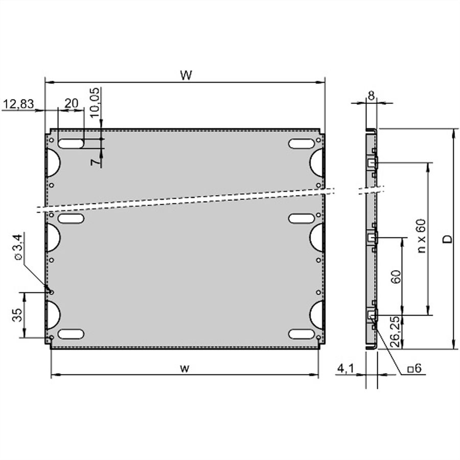 SCHROFF Montageplatte Standard - MONTAGEPLATTE 280T 63TE