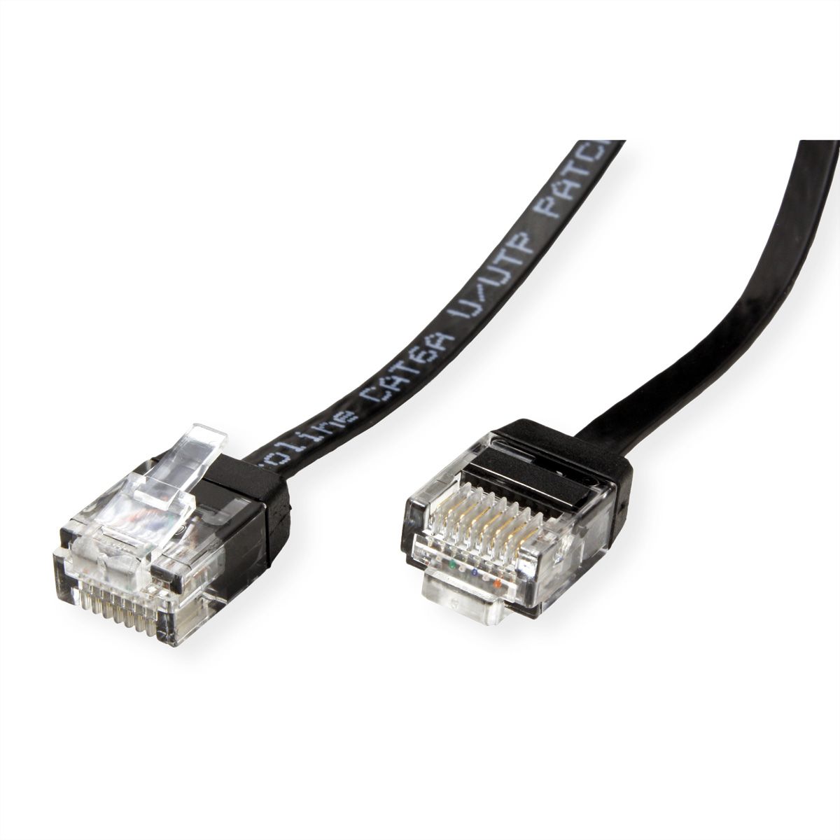 ROLINE UTP Patchkabel Cat.6A (Class EA), extra-flach, schwarz, 2 m