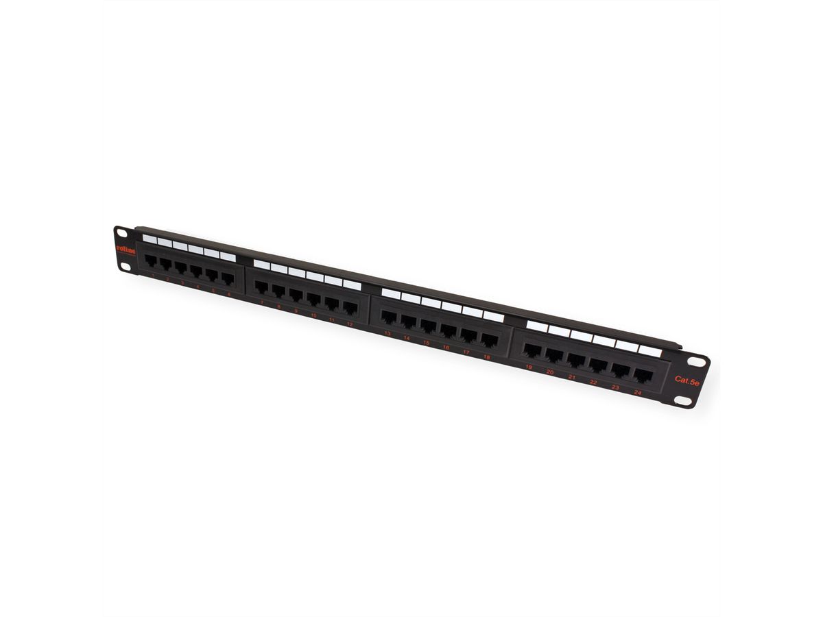 ROLINE Kat.5e (Class D) 19"-Patchpanel, 24 Ports, UTP, schwarz