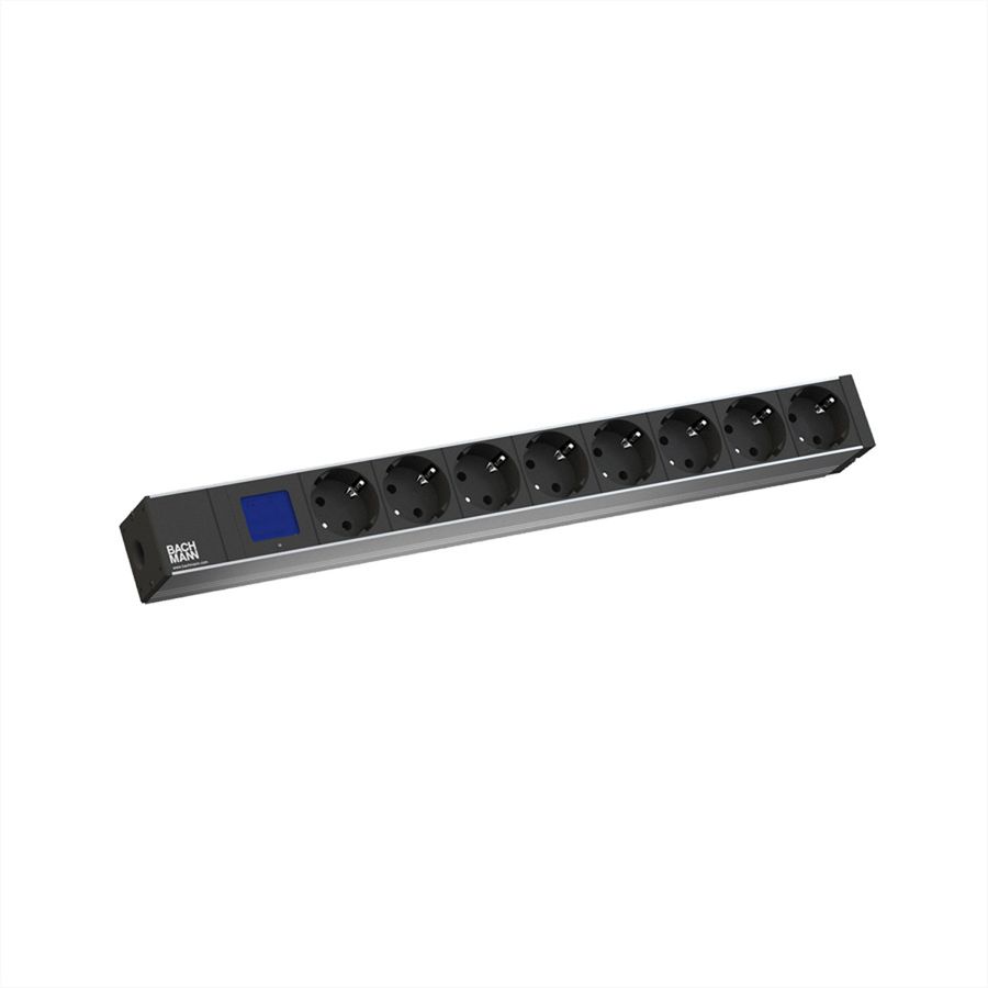 BACHMANN BN0500 19" 1HE 8x Schutzkontakt, Leistungsmessung, Schutzkontakt-Anschluss