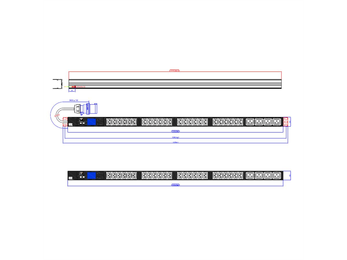 BACHMANN BN2000 24xC13 4xC19, Messung, CEE 16A blau