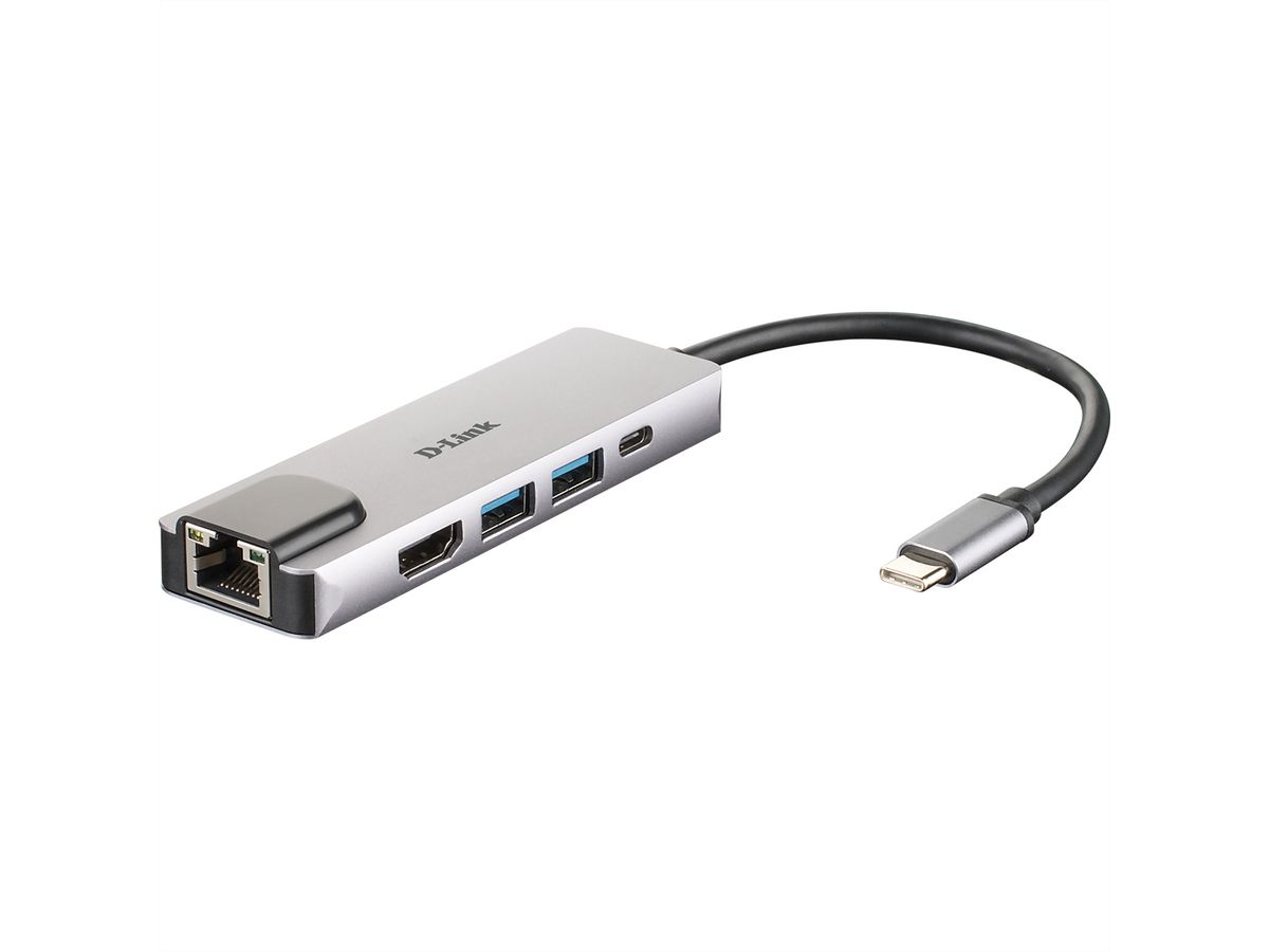 D-Link DUB-M520 USB-C 5-Port USB 3.0 Hub mit HDMI, Ethernet, USB-C Ladeanschluss