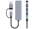 VALUE USB3.2 Gen1 Metall Hub, 4fach Typ A, (1x USB 3.2Gen1 + 3x USB 2.0), Typ A+C Anschlusskabel