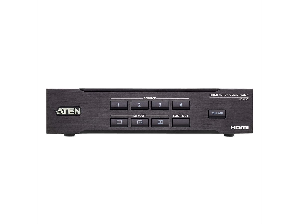 ATEN UC3430 CAMLIVE PRO 4K HDMI-zu-USB-Videokreuzschiene mit 4 Eingängen