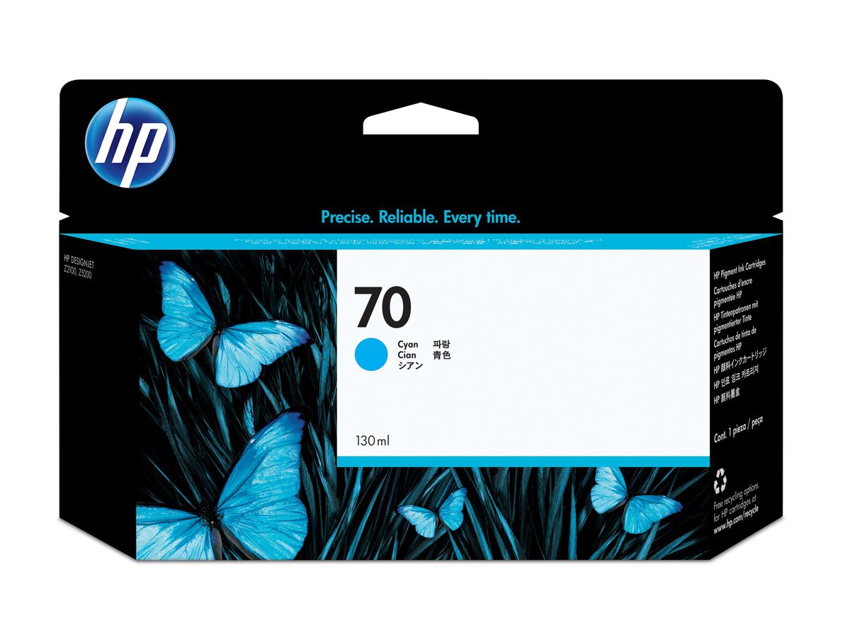 HP 70 Cyan DesignJet Druckerpatrone, 130 ml