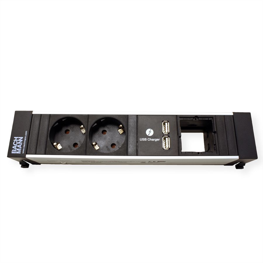 BACHMANN CONFERENCE TOP FRAME Medium Einsatz, 2x Schutzkontakt, 2x USB Charger, 1x ABD