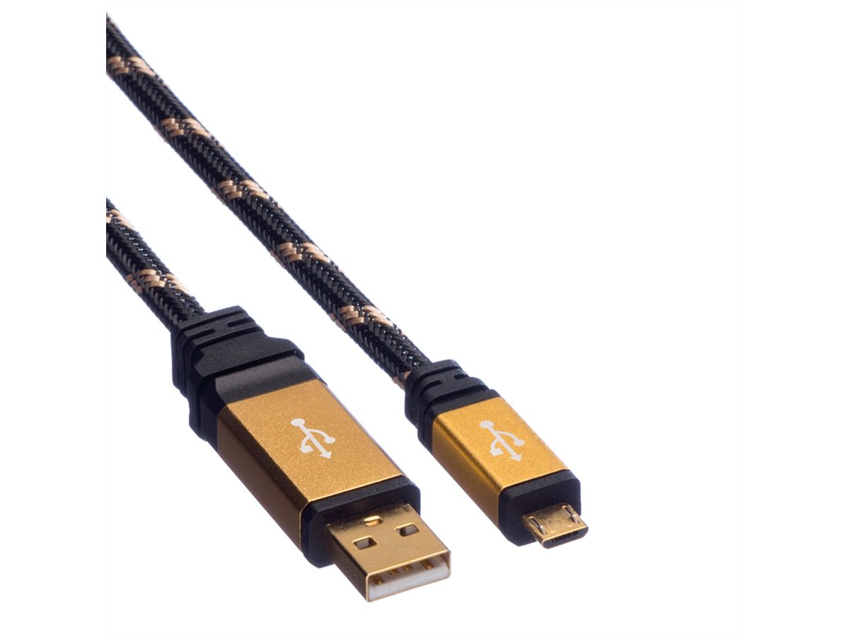 ROLINE GOLD USB 2.0 Kabel, Typ A ST - Micro B ST, 1,8 m