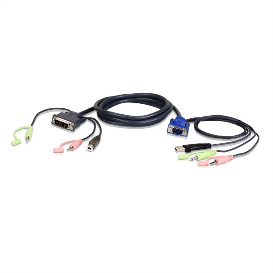 ATEN 2L-7DX2U KVM-Kabel VGA zu DVI 1,8m, schwarz, 1,8 m