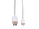 VALUE USB 2.0 Kabel, USB A ST - Micro USB B ST, weiß, 3 m